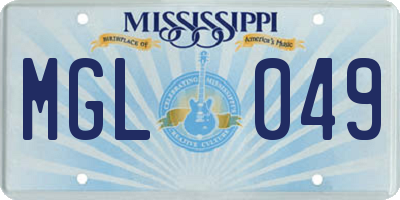 MS license plate MGL049