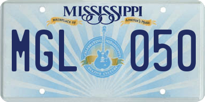 MS license plate MGL050