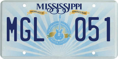 MS license plate MGL051