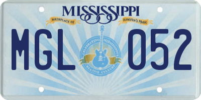 MS license plate MGL052