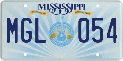 MS license plate MGL054