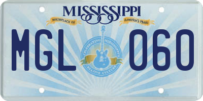 MS license plate MGL060