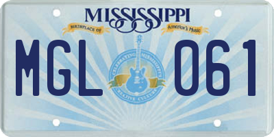 MS license plate MGL061