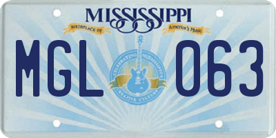 MS license plate MGL063
