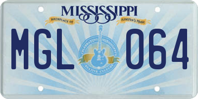 MS license plate MGL064