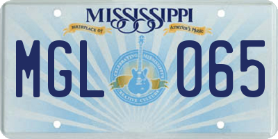 MS license plate MGL065