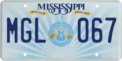 MS license plate MGL067