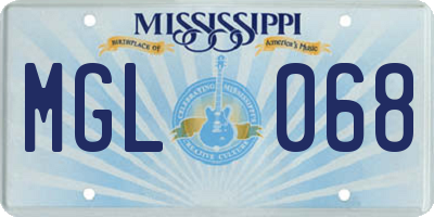MS license plate MGL068