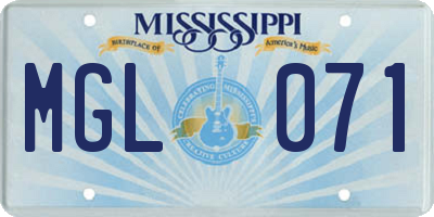 MS license plate MGL071