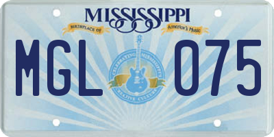 MS license plate MGL075