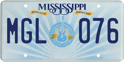 MS license plate MGL076