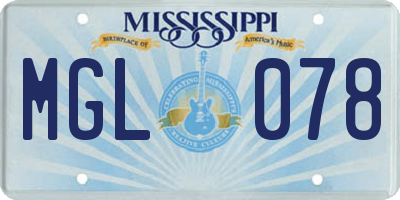 MS license plate MGL078