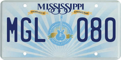 MS license plate MGL080