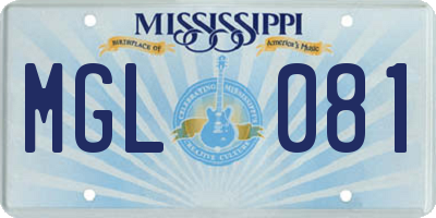 MS license plate MGL081