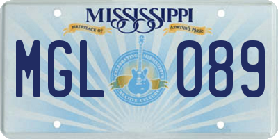 MS license plate MGL089