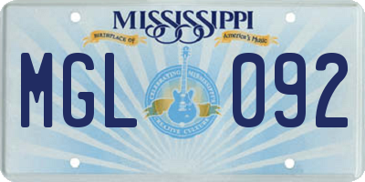 MS license plate MGL092