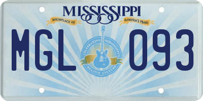 MS license plate MGL093