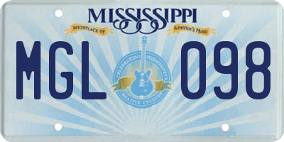 MS license plate MGL098