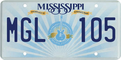 MS license plate MGL105