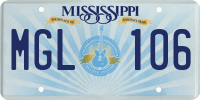 MS license plate MGL106