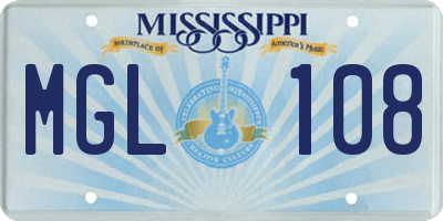 MS license plate MGL108