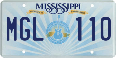 MS license plate MGL110