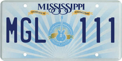 MS license plate MGL111