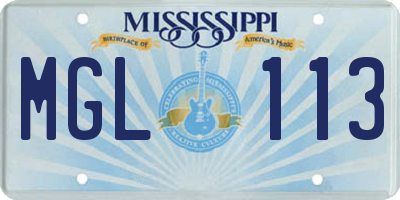 MS license plate MGL113