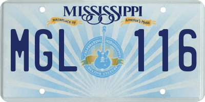 MS license plate MGL116