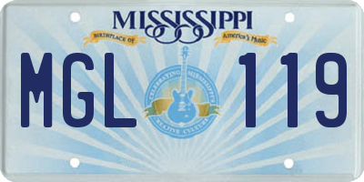 MS license plate MGL119