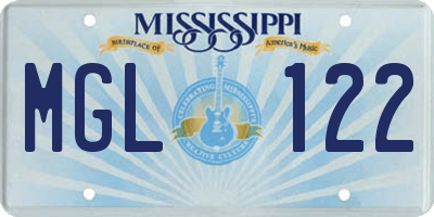 MS license plate MGL122