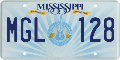 MS license plate MGL128