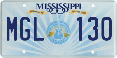 MS license plate MGL130