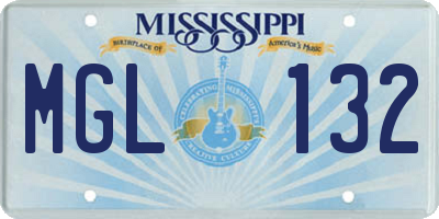 MS license plate MGL132