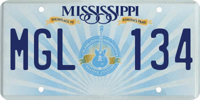 MS license plate MGL134