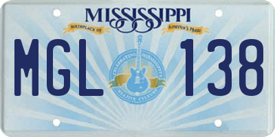 MS license plate MGL138