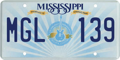 MS license plate MGL139