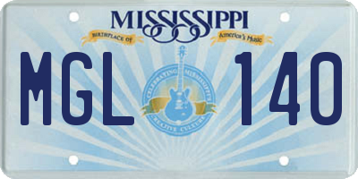 MS license plate MGL140