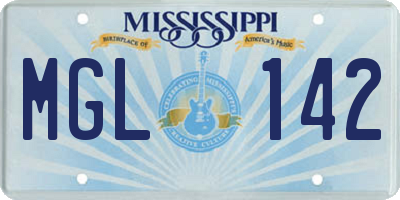 MS license plate MGL142