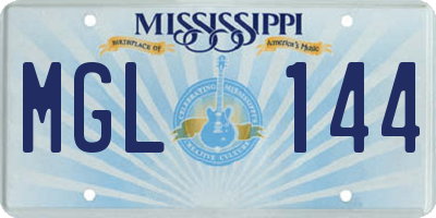 MS license plate MGL144