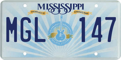 MS license plate MGL147
