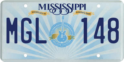 MS license plate MGL148