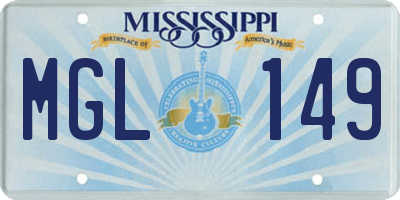 MS license plate MGL149