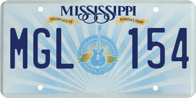 MS license plate MGL154