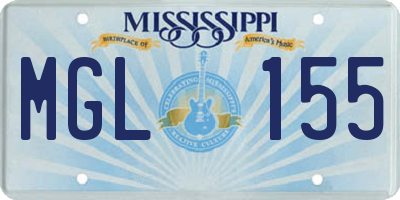 MS license plate MGL155