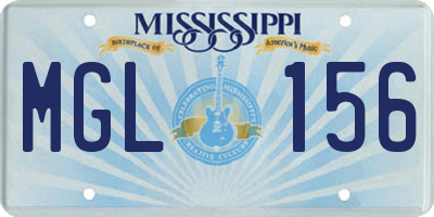 MS license plate MGL156