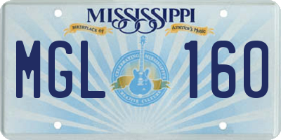 MS license plate MGL160