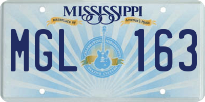 MS license plate MGL163