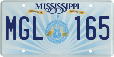 MS license plate MGL165
