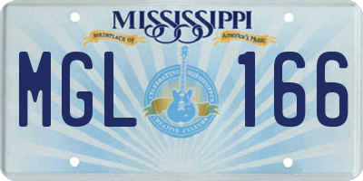 MS license plate MGL166